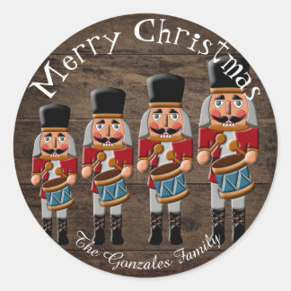 Sticker Rond Bois rustique Pays Noisette de Noël