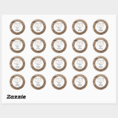 Sticker Rond Bois Rustique Propage Le Mariage Amoureux Faveur (Feuille)