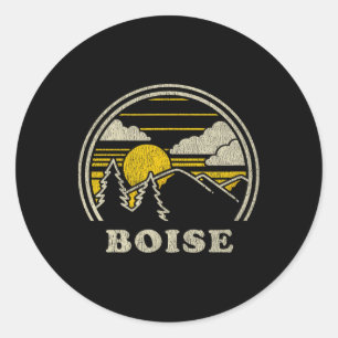 Sticker Rond Boise Idaho Id T Shirt Vintage Randonnée Montagnes