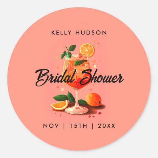 Sticker Rond Boisson Aperol Spritz Shower de Mariée (Devant)