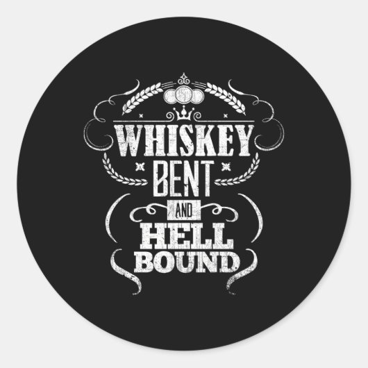 Sticker Rond Boisson Bourbon Bent Whiskey Et Hell Bound (Devant)