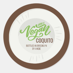 Sticker Rond Boisson Coquito Vegan Coconut