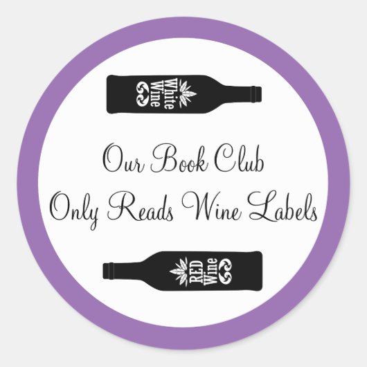 Sticker Rond Boisson de vin de club de livre amusant (Devant)