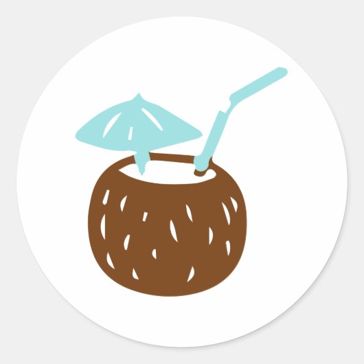 Sticker Rond Boisson d'été à la noix de coco (Devant)