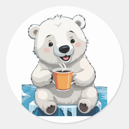Sticker Rond Boisson réfrigérée Pause d'ours polaire Cool (Devant)