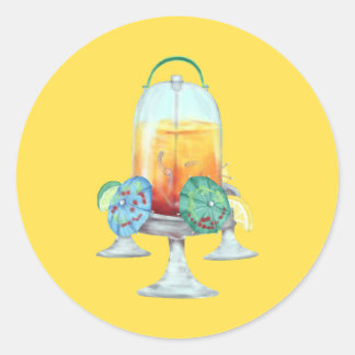 Sticker Rond Boisson tropicale fantaisie pour poules