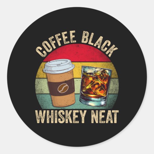 Sticker Rond Boissons De Café Et De Whiskey (Devant)