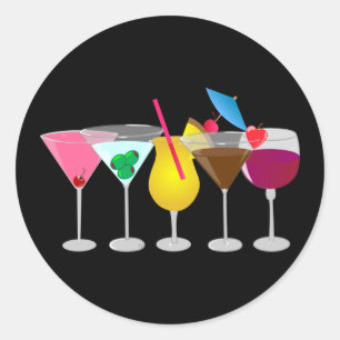 Sticker Rond Boissons de fête