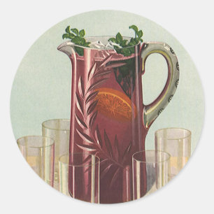 Sticker Rond Boissons et breuvages anciens, pichet de sangria