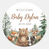 Sticker Rond Boite à baby showers pour animaux de bois (Devant)