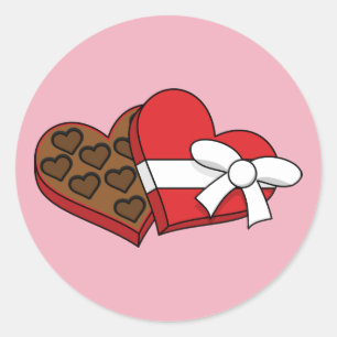 Sticker Rond Boîte à chocolat de coeur de la Saint-Valentin