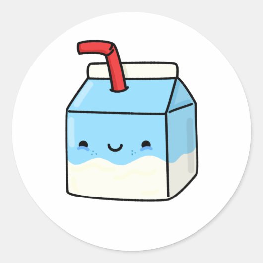 Sticker Rond Boîte à lait Cute Kawaii (Devant)