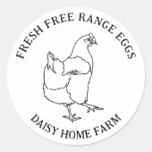 Sticker Rond Boîte à oeufs à plat libre simple poulet (Devant)