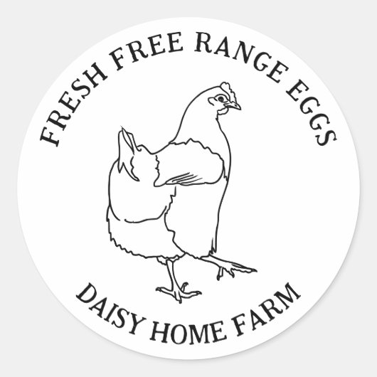 Sticker Rond Boîte à oeufs à plat libre simple poulet (Devant)