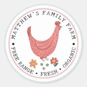 Sticker Rond Boîte à oeufs de poulet de la ferme familiale mign