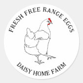 Sticker Rond Boîte à oeufs de poulet frais à portée libre (Devant)