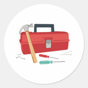 Sticker Rond Boîte À Outils Et Outils