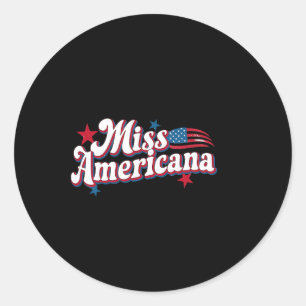 Sticker Rond Boîte Amare Amérique 4 juillet Miss Americana Rétr