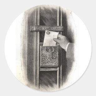 Sticker Rond Boîte aux lettres vintage