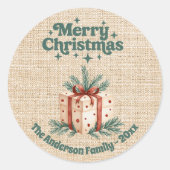 Sticker Rond Boîte cadeau de Noël beige burap (Devant)