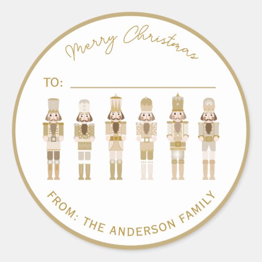 STICKER ROND BOÎTE-CADEAU DE NOËL D'OR (Devant)