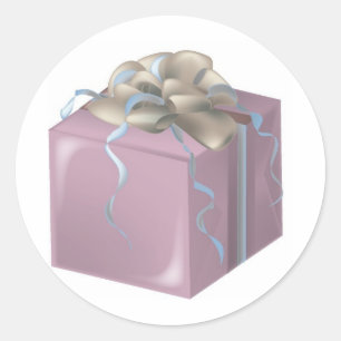 Sticker Rond Boîte cadeau pourpre