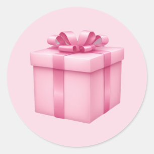 Sticker Rond Boîte cadeau rose Emoji Art