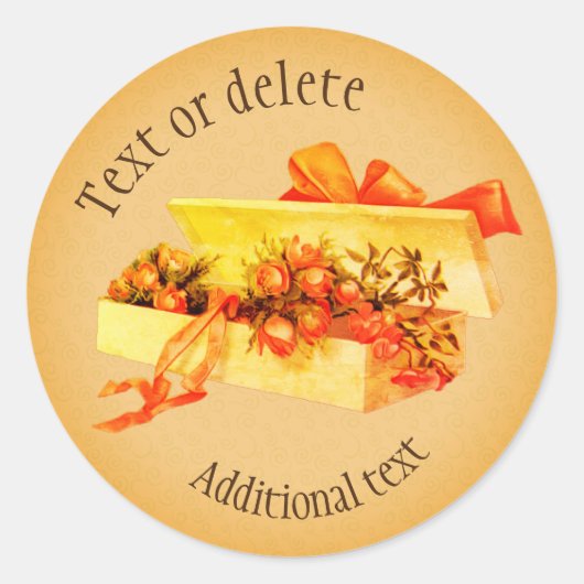 Sticker Rond Boîte D'Art vintage De Roses Personnalisé (Devant)