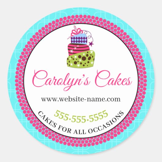 Sticker Rond Boite de boulangerie Whimsical Cake Packaging (Devant)