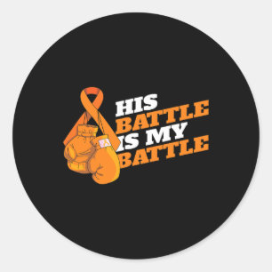 Sticker Rond Boîte de ruban orange de sensibilisation au cancer