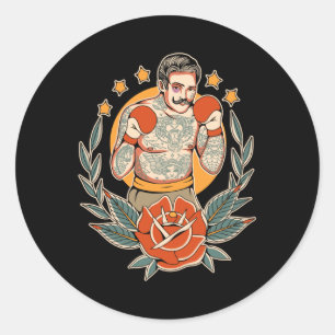 Sticker Rond Boîte de tatouage traditionnelle américaine Flash 