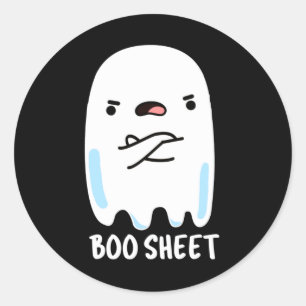 Sticker Rond Boite Fiche Funny Halloween Ghost Pun Dark BG