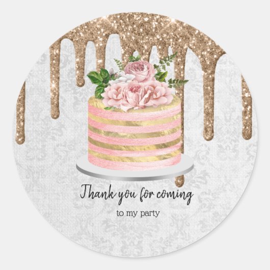 Sticker Rond Boites de gâteau Mariage d'anniversaire (Devant)