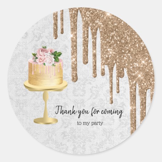 Sticker Rond Boites de gâteau Mariage d'anniversaire (Devant)