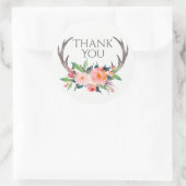 Sticker Rond Boîtiers rustiques avec Merci de bouquet rose (Sac)