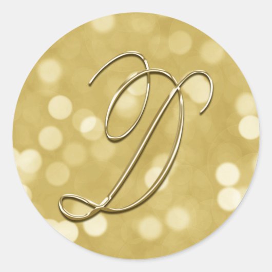 Sticker Rond Bokeh Gold Monogramme D Enveloppe Sceau (Devant)
