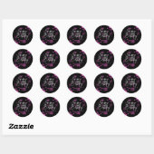 Sticker Rond Bokeh rose moderne dégradé noir Joyeux anniversair (Feuille)