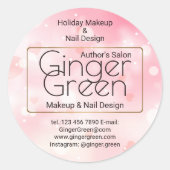 Sticker Rond Bokeh rose simple et élégant (Devant)