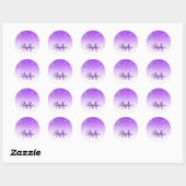 Sticker Rond Bokeh Violet Parties scintillant Blanc Ombre Monog (Feuille)