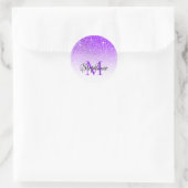 Sticker Rond Bokeh Violet Parties scintillant Blanc Ombre Monog (Sac)