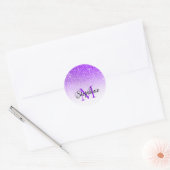Sticker Rond Bokeh Violet Parties scintillant Blanc Ombre Monog (Enveloppe)
