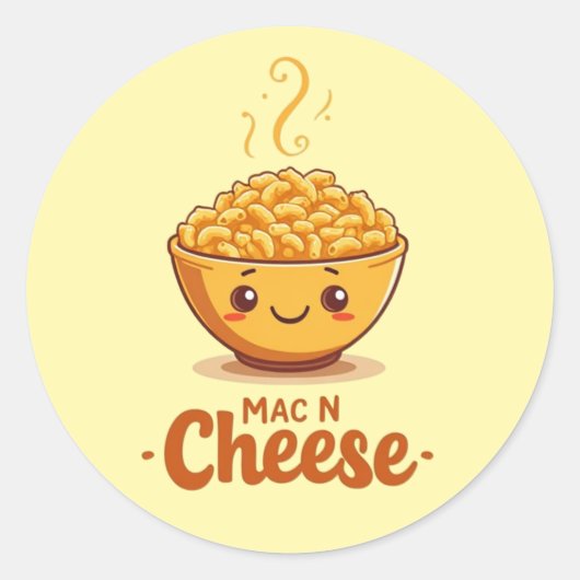 Sticker Rond Bol Cute Mac N Cheese (Devant)