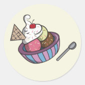 Sticker Rond Bol de crème glacée (Devant)