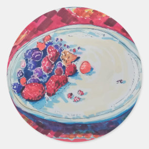 Sticker Rond Bol de Fruits Rouges