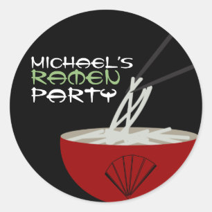 Sticker Rond Bol de nouilles Ramen Fête asiatique
