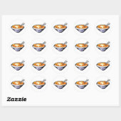 Sticker Rond Bol de soupe de tomates avec cuillère (Feuille)