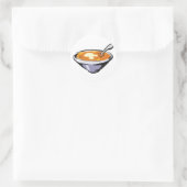 Sticker Rond Bol de soupe de tomates avec cuillère (Sac)