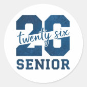 Sticker Rond Bold “26 Senior” Blue Typography Design (Devant)