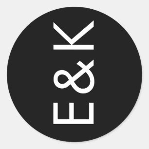 Sticker Rond Bold Big Monogram Simple Wedding