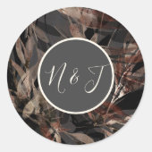Sticker Rond Bold Bronzy Floral Botanical Chic Mariage (Devant)